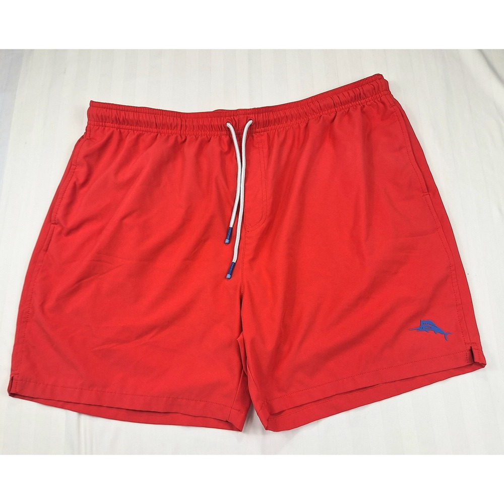 Tommy Bahama Mens Naples Red Swim Trunks Embroidered Marlin‎ Shorts XXL